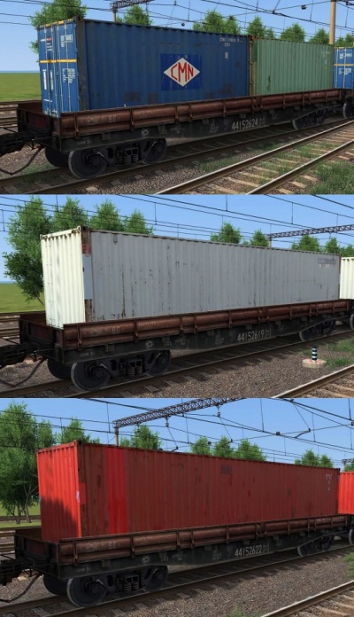 Платформа 13-401 контейнер для Train Simulator 2015