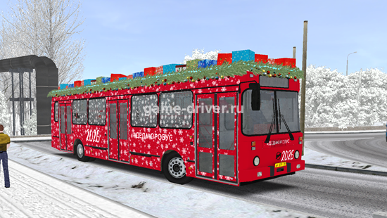omsi 2 mod Новогодний автобус ЛиАЗ-5256.35 (2005) Дедморобус 2026 для омси 2