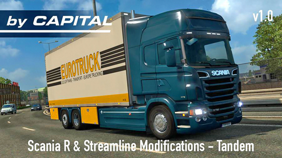 SCANIA R & STREAMLINE BY RJL TANDEM V1.0 для Euro Truck Simulator 2 1.22