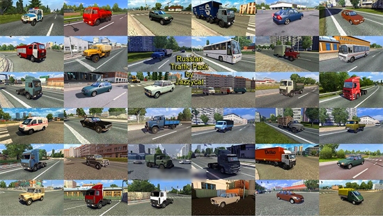 Russian traffic pack by Jazzycat для Euro Truck Simulator 2 1.22