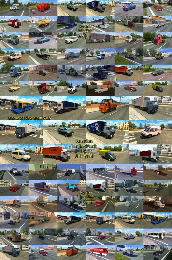 Russian traffic pack by Jazzycat для Euro Truck Simulator 2 1.22